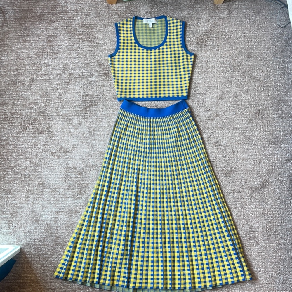 Derek Lam 10 Crosby Pleated Gingham Midi Skirt Set - Picture 13 of 14